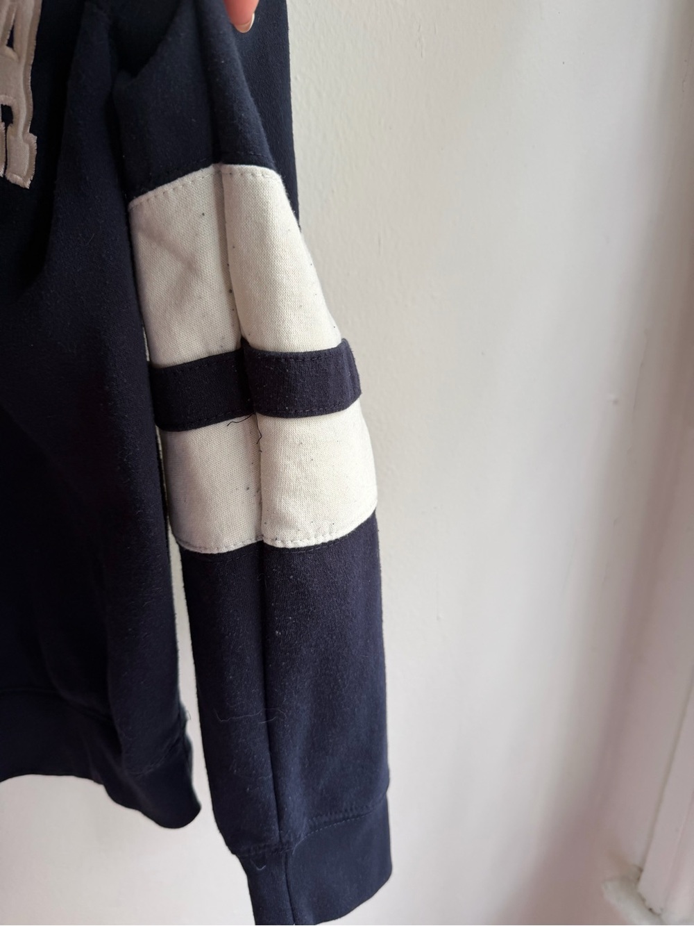 OKLAHOMA Navy Crewneck Sweater with White Stripes - Picture 4 of 5